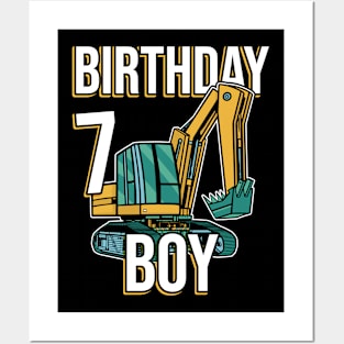 Excavator Birthday Posters and Art